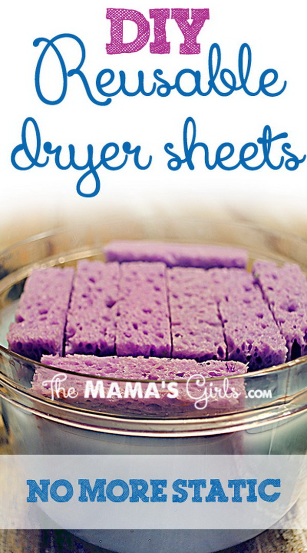 DIY Reusable Sponge Dryer Sheets with Fabric Softener. 