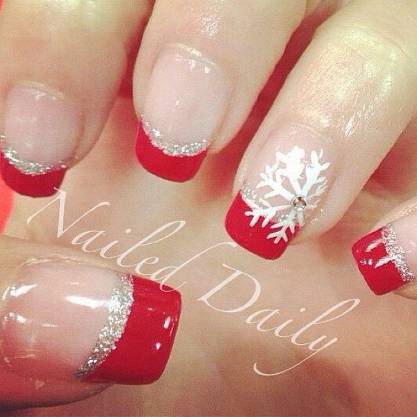 Elegant Red and Silver French Tips 