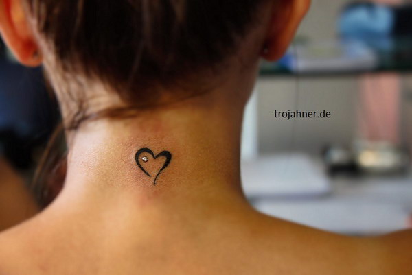 Geometric Heart Neck Tattoo - wide 2
