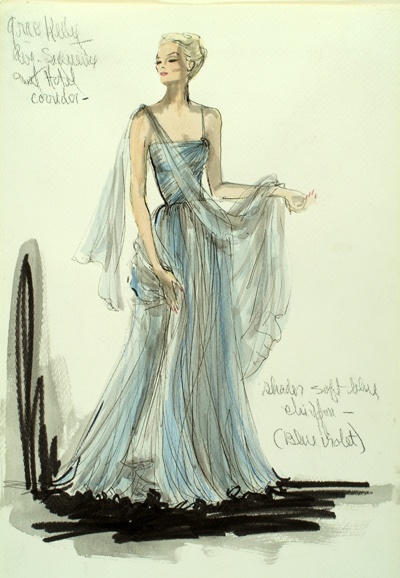 Edith Head Blue Gown Sketch. 