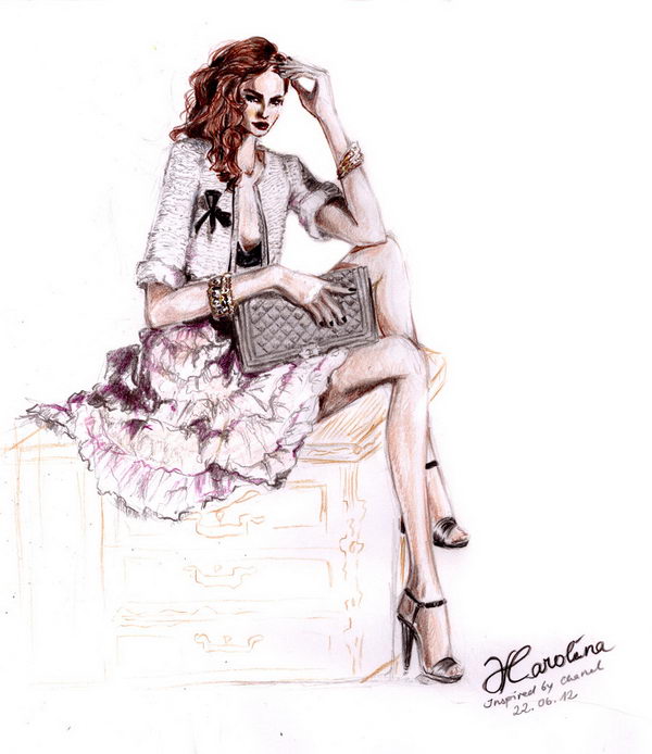 Chanel inspired Fashion Illustration. 