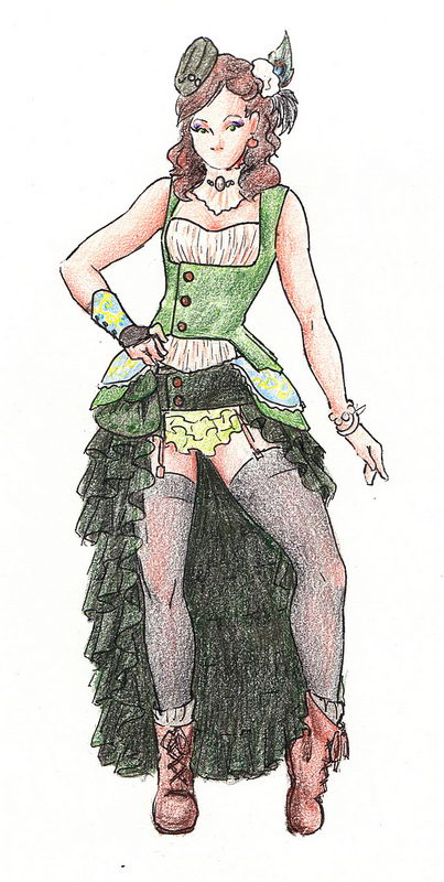 Steampunk Fashion Sketch. Steampunk, a DIY emphasized fashion and novel genre, combines Victorian styles with a bit of a punk flare. 