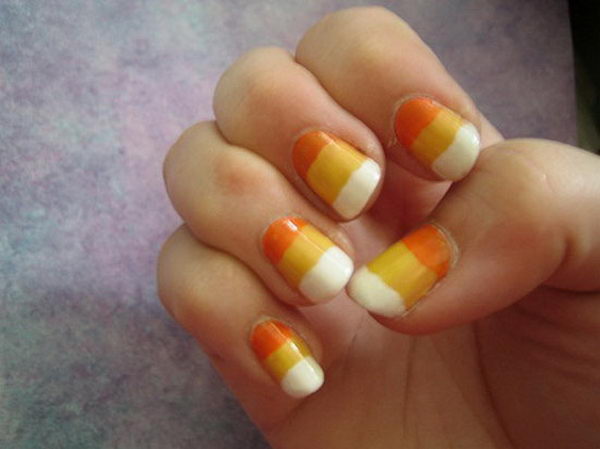 Candy Corn Nails. Cool Halloween Nail Art which show off your spooky spirit during the freakish festivities. 