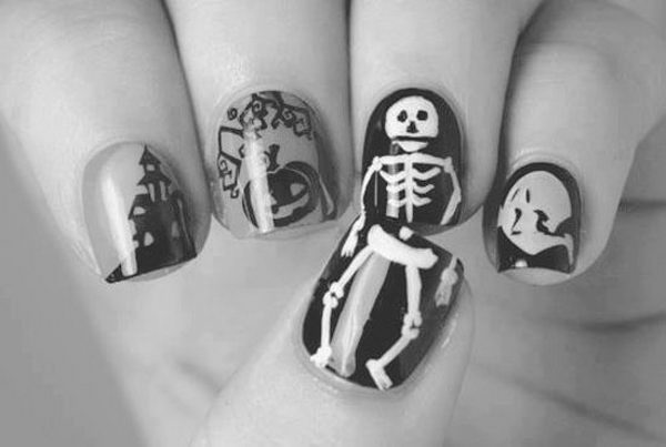 Skeleton Halloween Nail Art. Cool Halloween Nail Art which show off your spooky spirit during the freakish festivities. 