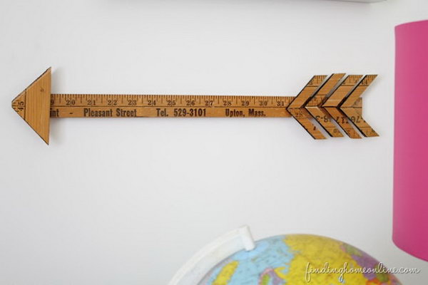 Vintage yardstick arrow for wall decoration. Rulers are not only used to measure things but also can be used to create some creative things. Perfect for back to school or teacher gifts. 