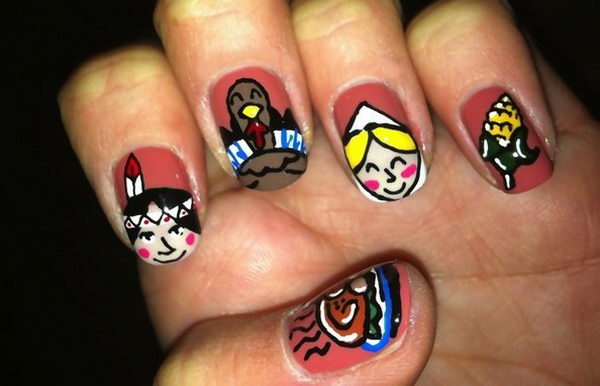 Cool Thanksgiving and Fall Nail Designs. An interesting way to dress up your look for fall. 