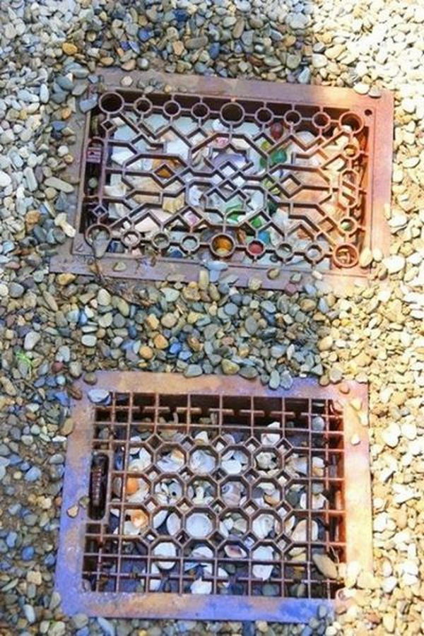 Old Heater Grates Stepping Stones. Not only functional but also can be used to decorate your garden. Make the walk in your garden more exciting and fun. 