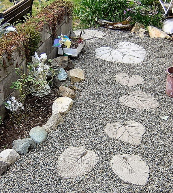 Leaf Stepping Stones. Not only functional but also can be used to decorate your garden. Make the walk in your garden more exciting and fun. 