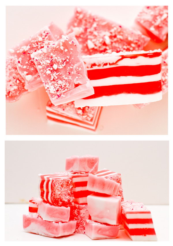 What an easy and creative Christmas gift idea for this candy cane soap. 