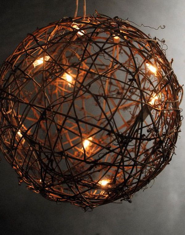 Natural Twig Branch Spheres with Mini lights, 