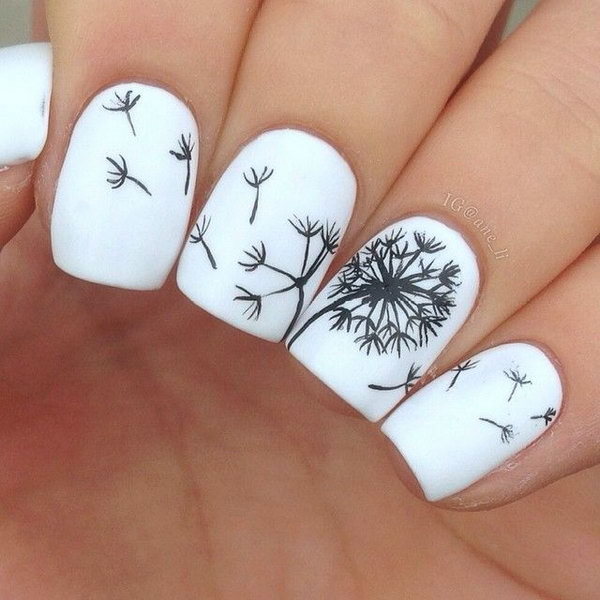 A dandelion is a wild plant which has yellow flowers with lots of thin petals. When you blow the petals, all the seeds drop off, your dream wonder goes with the seeds. It symbolizes what you wish and is considered to bring good luck and prosperity. Take a look at these cute dandelion nail art designs, which reminds us of the innocent life during our childhood. 