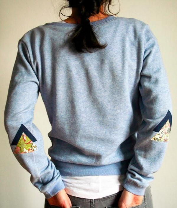 DIY Clothes Elbow Patching. Create a style of intelligence, distinction and romantic fashion. Give your old sweater or jacket a new life. 