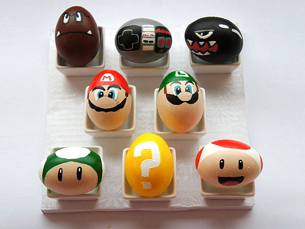 Super Mario Easter Eggs. If you are a fan of Super Mario, paint these eggs into the heroes in your game. Just inspire your creation sparks! 