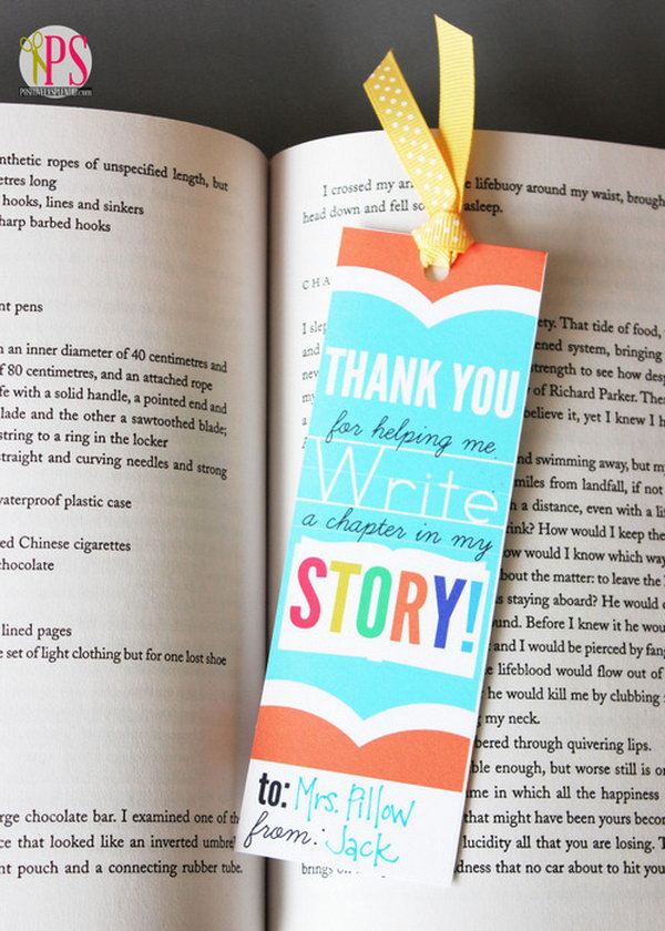 Printable Teacher Appreciation Bookmark. This little item is a sweet and useful gift. Unlike other objects, this type of present lasts for long. After many years, your teacher can still feel your appreciation when he see the bookmark gift. 