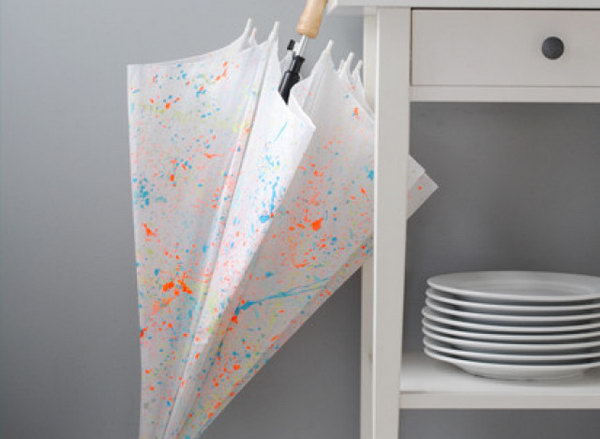 Paint Splattered Umbrella. This gorgeous neon umbrella makes a fabulous and original birthday present. You can create other unique patterns on the umbrella with your umlimited imagination. 