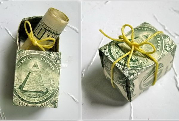 Cash Box Graduation Gift. Nothing hits the graduate more that this fantastic money in money style. Fold the bills into a box style and roll one bill into the diploma style and tie a cute twine. Place the cash diploma into the cash box. Just so fabulous! 