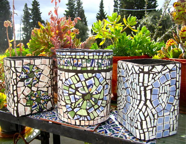 DIY Planters with Ceramic Tiles. 