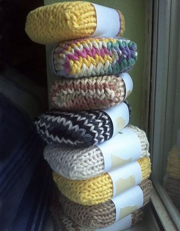 Knitted Soap Socks. You can send your friend the knitted soap sock to show off your knitting skill and bring something useful for your friends without extra spending. 