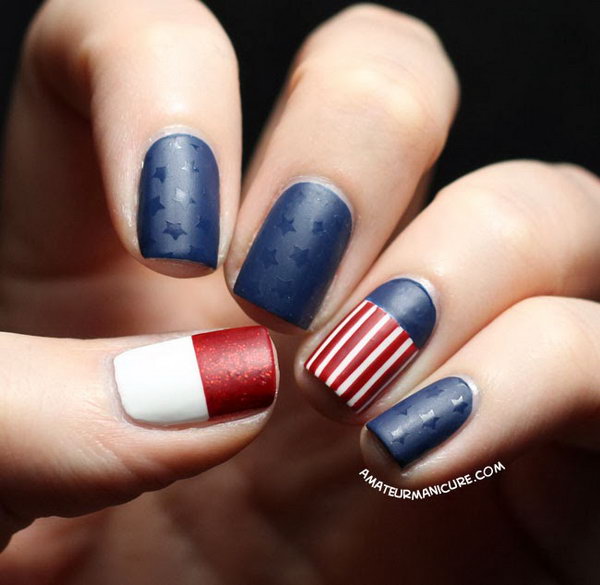 Stars and Stripes Matte Nails: See more details here. 