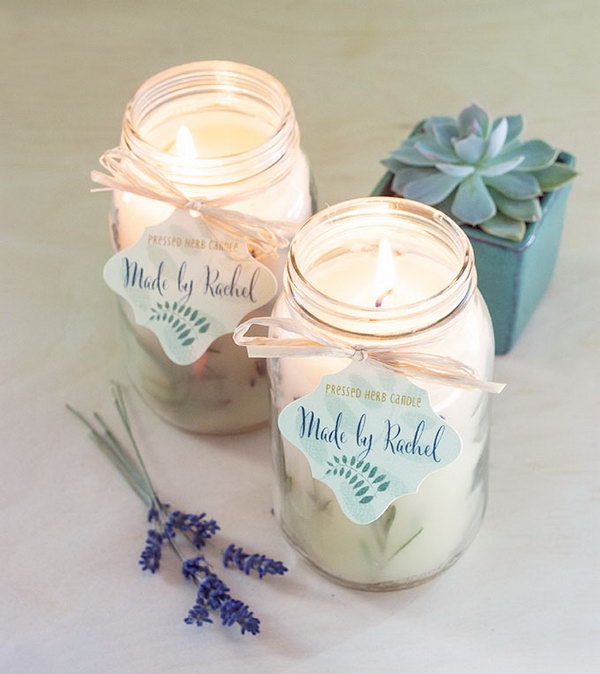 Homemade Pressed Herb Candles 