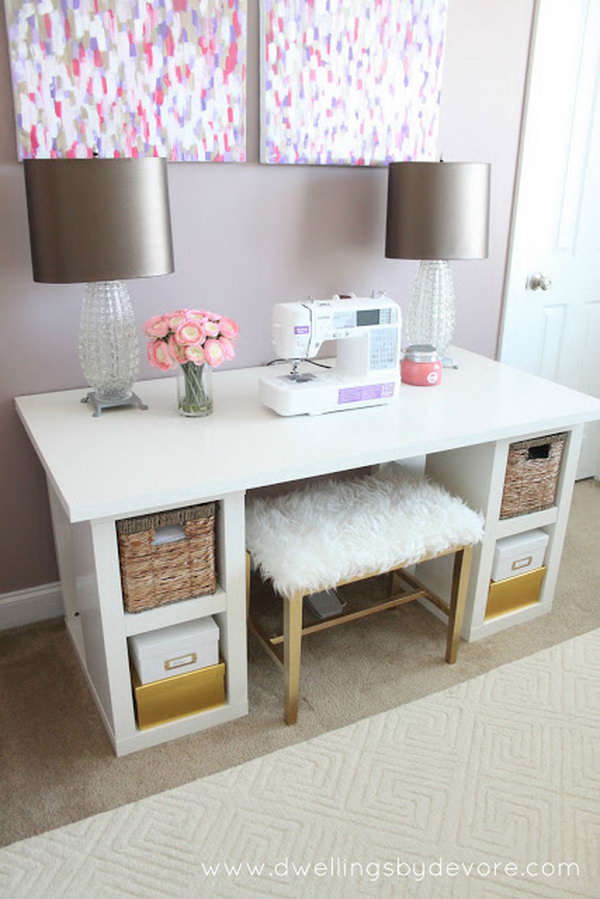DIY Sewing Desk. A practical and affordable sewing desk for housewives to do some sewing projects at home. 