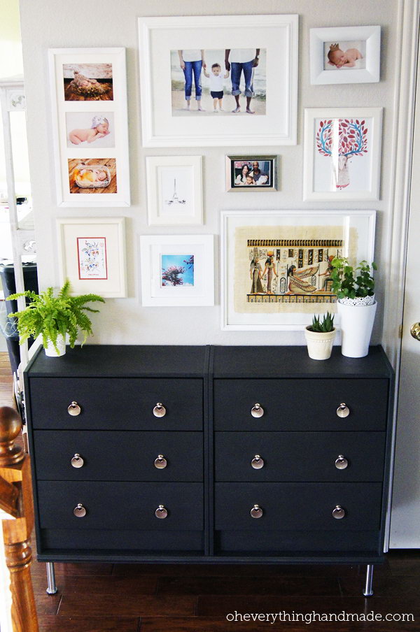 A Modern Version for the Hallway with this simple and inexpensive IKEA Rast 3 drawer chest. Check the details 