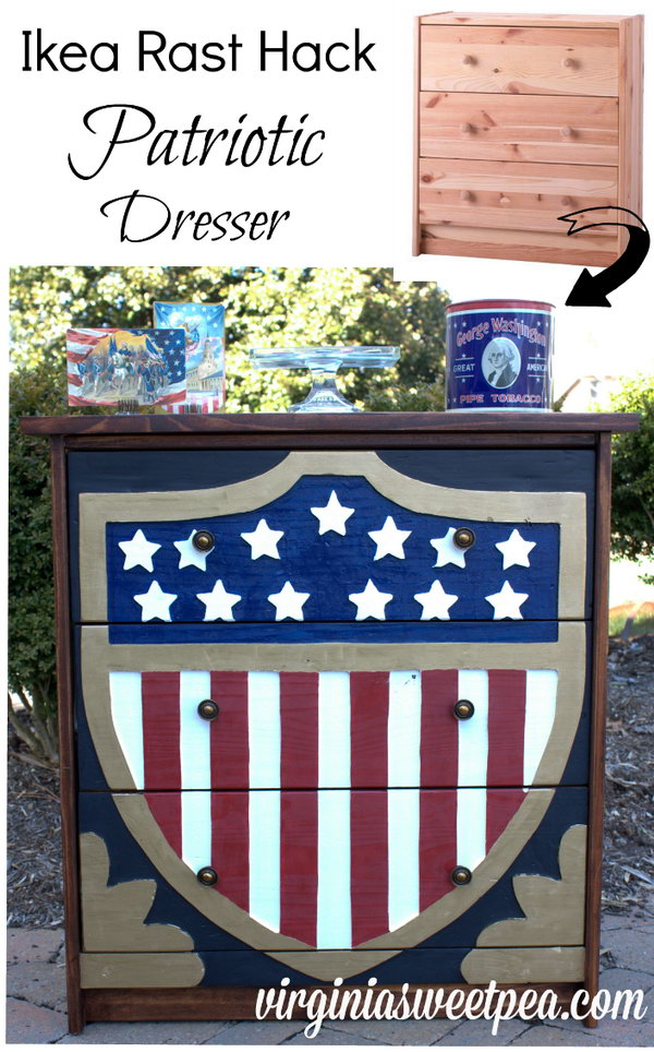 Patriotic Dresser – Ikea Rast Hack. See the step by step instructions 