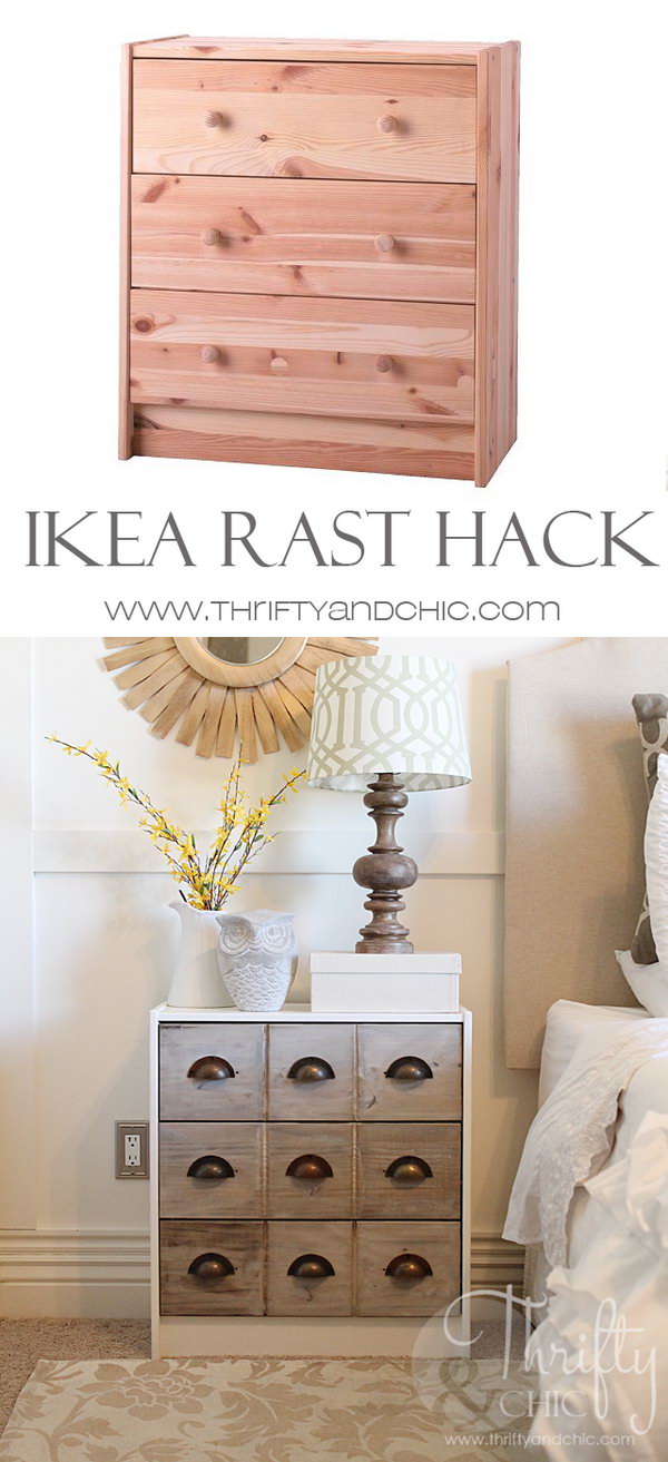 Cute Apothecary Cabinet Nighstand Hacked from IKEA Rast. 