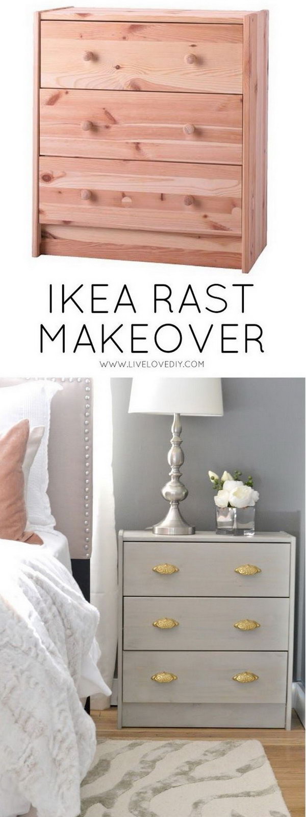 DIY Ikea Rast Makeover with Weathered Gray Wood Stain. Get the instructions 