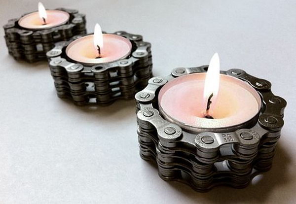 Bicycle Chain Tea Light Candle Holder 
