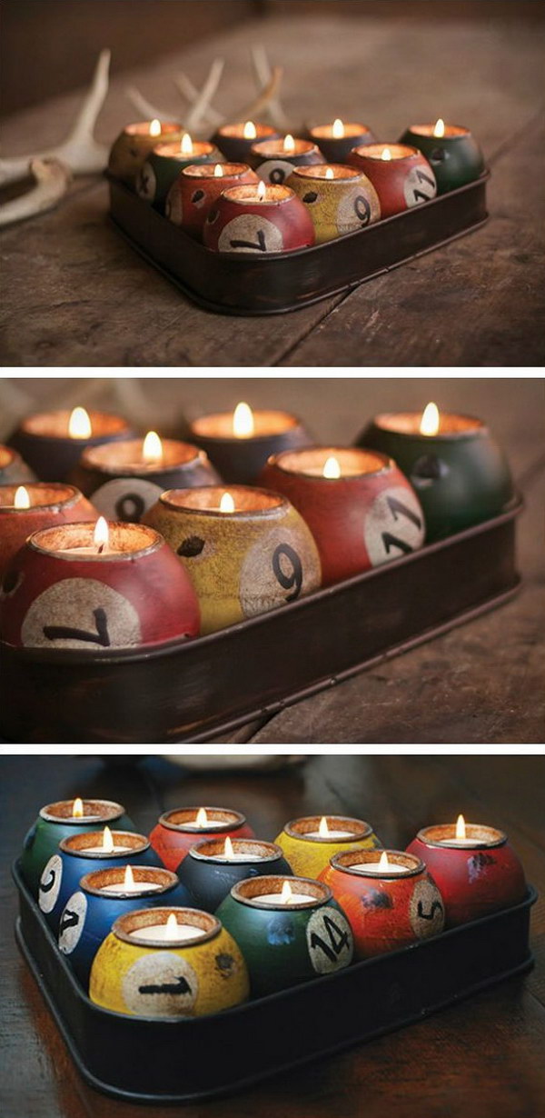 Pool Ball Candle Holder. 