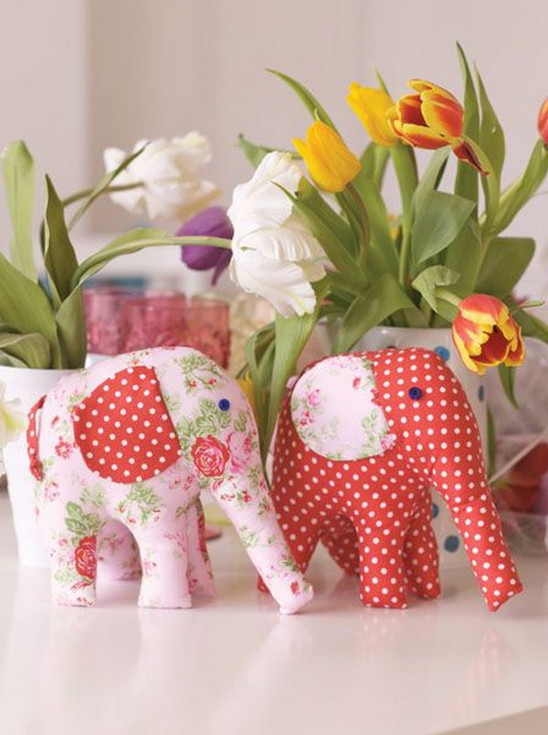 Pretty Elephant Stuffed Toy Sewing Project. 