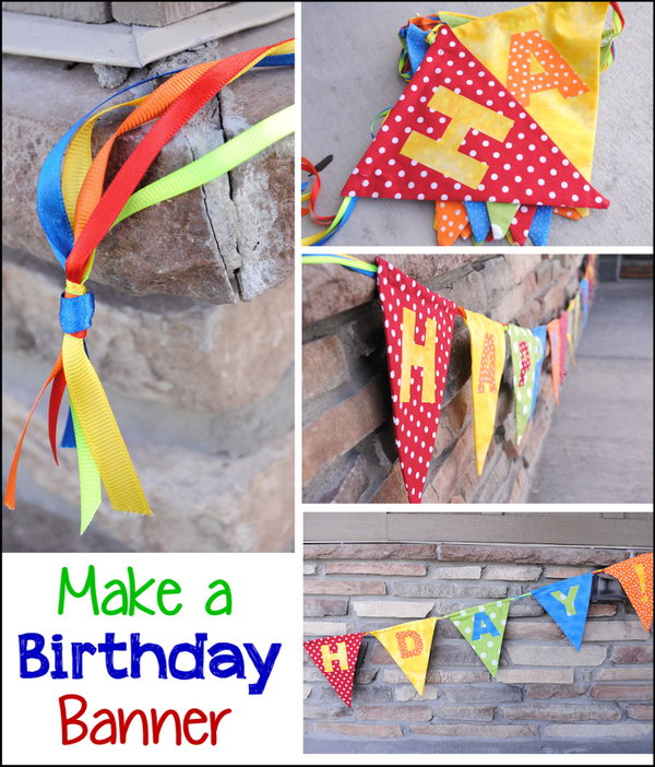 DIY Birthday Banner.  These crafty and colorful banners will be the perfect decoration items for any party. Get the tutorial 