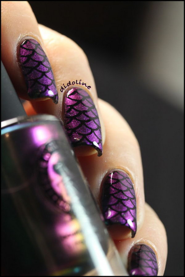 Purple Mermaid Inspired Nail Art. 