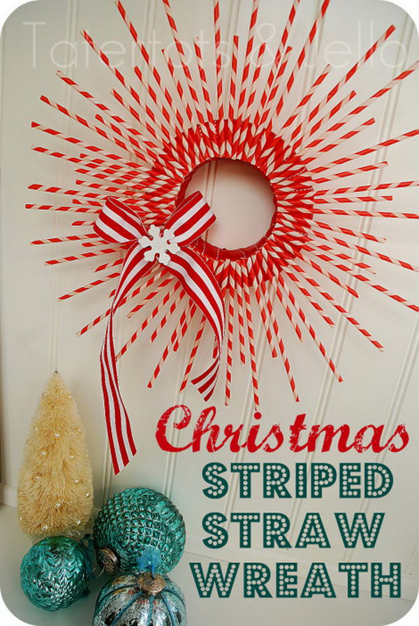 Striped Paper Straw Wreath. Get the tutorial 