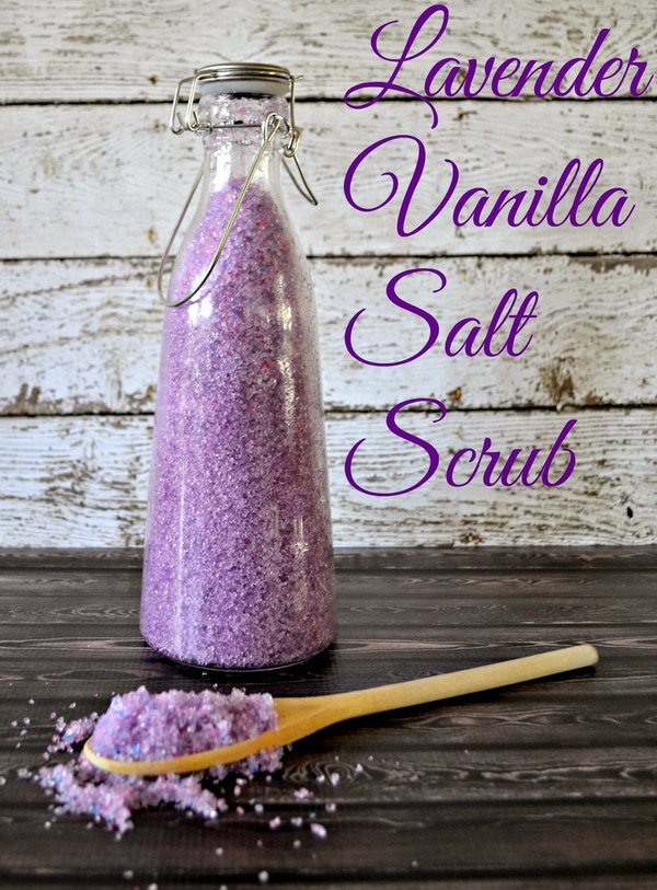 Homemade Lavender Vanilla Salt Scrub. 