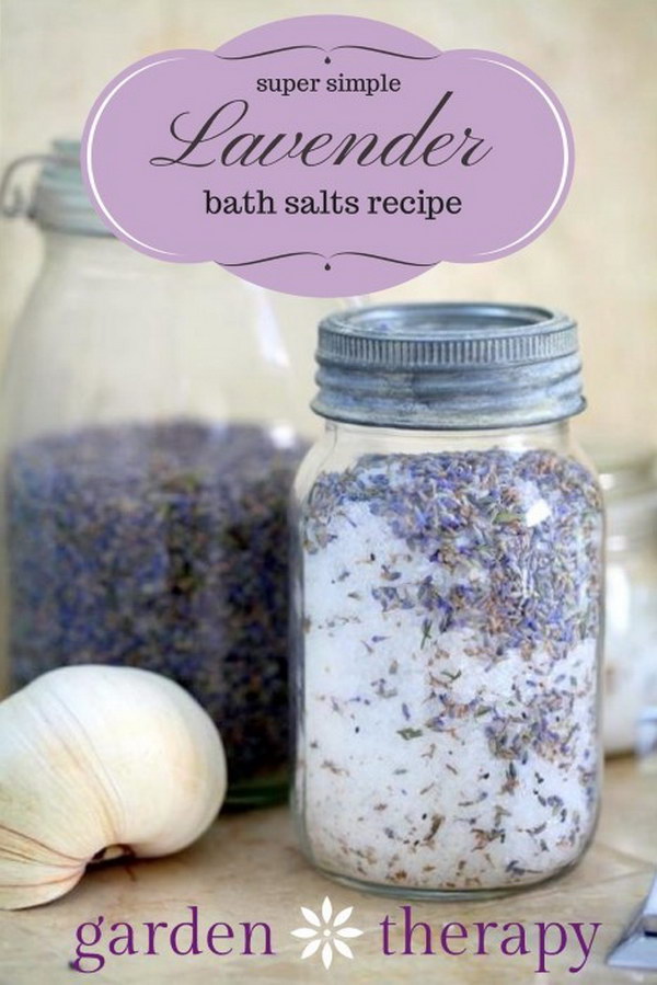 Easy Homemade Lavender Flowers Bath Salts Recipe. 