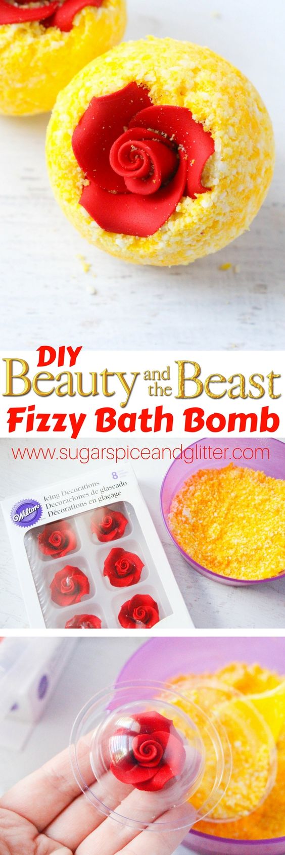 DIY Disney Bath Bomb inspired by Disney princess, Belle. 