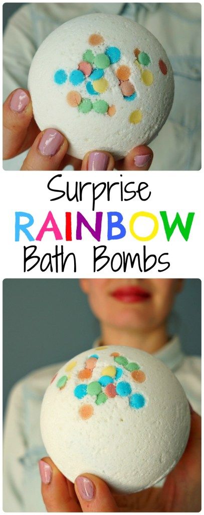 DIY Surprise Rainbow Bath Bombs. 