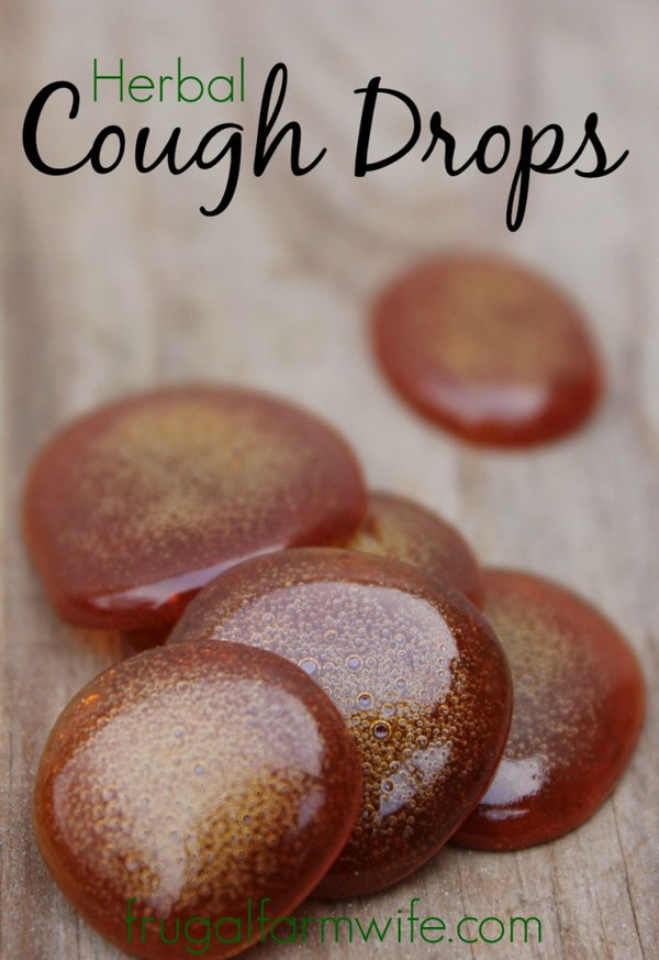 Homemade Herbal Cough Drops. This homemade recipe is useful for sooth sore, itchy throats, and coughing. Recipes and tutorial via 