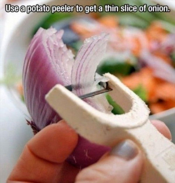 Use a Potato Peeler to Get a Thin Slice of Onion. 