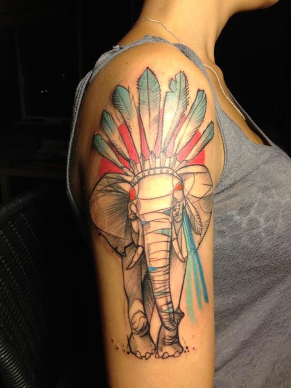 Tribal Elephant Tattoo. 