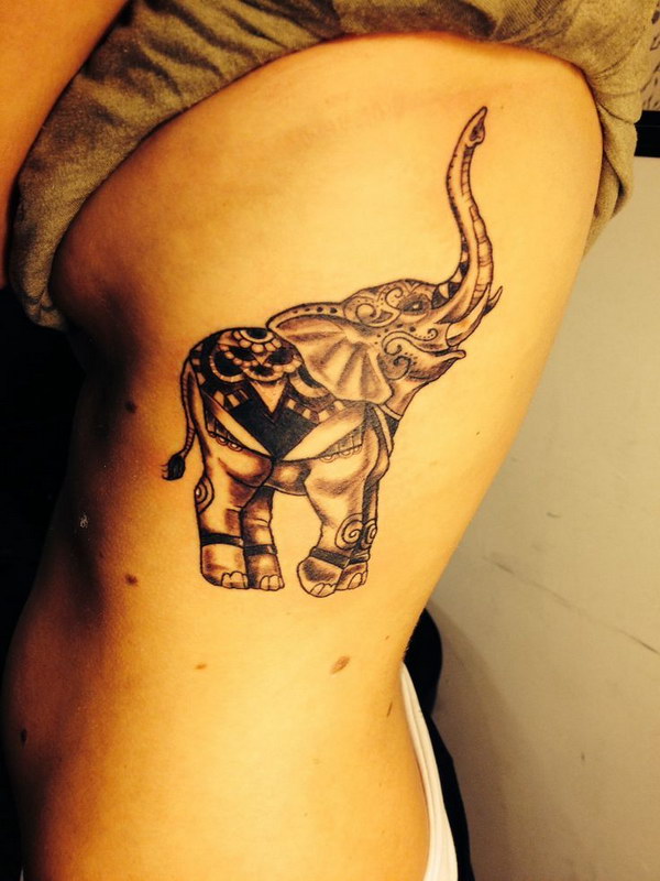Beautiful Elephant Rib Tattoo. 