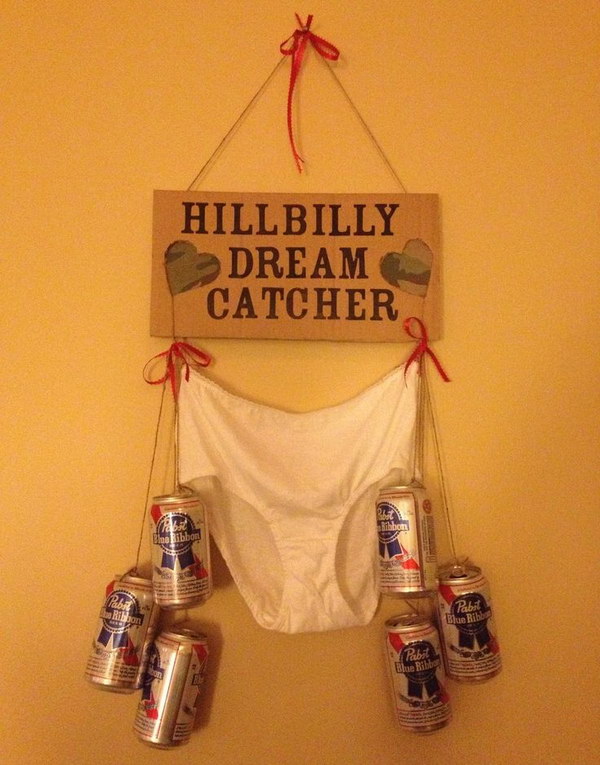 Hillbilly Dream Catcher. This is a gag gift for a redneck themed bachelorette party! 