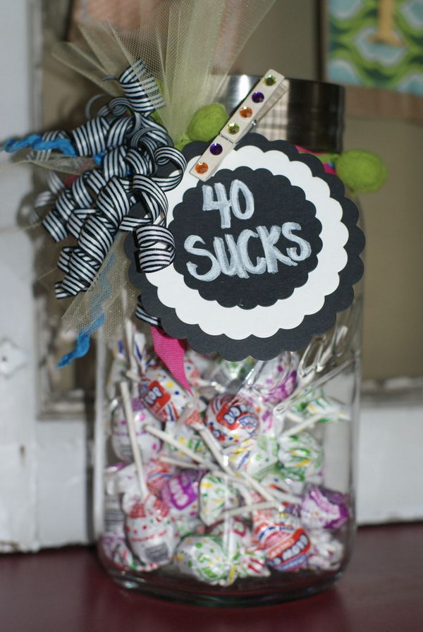 40 Sucks. Such a cute and creative idea! This is a great way to have some fun with turning 40! 