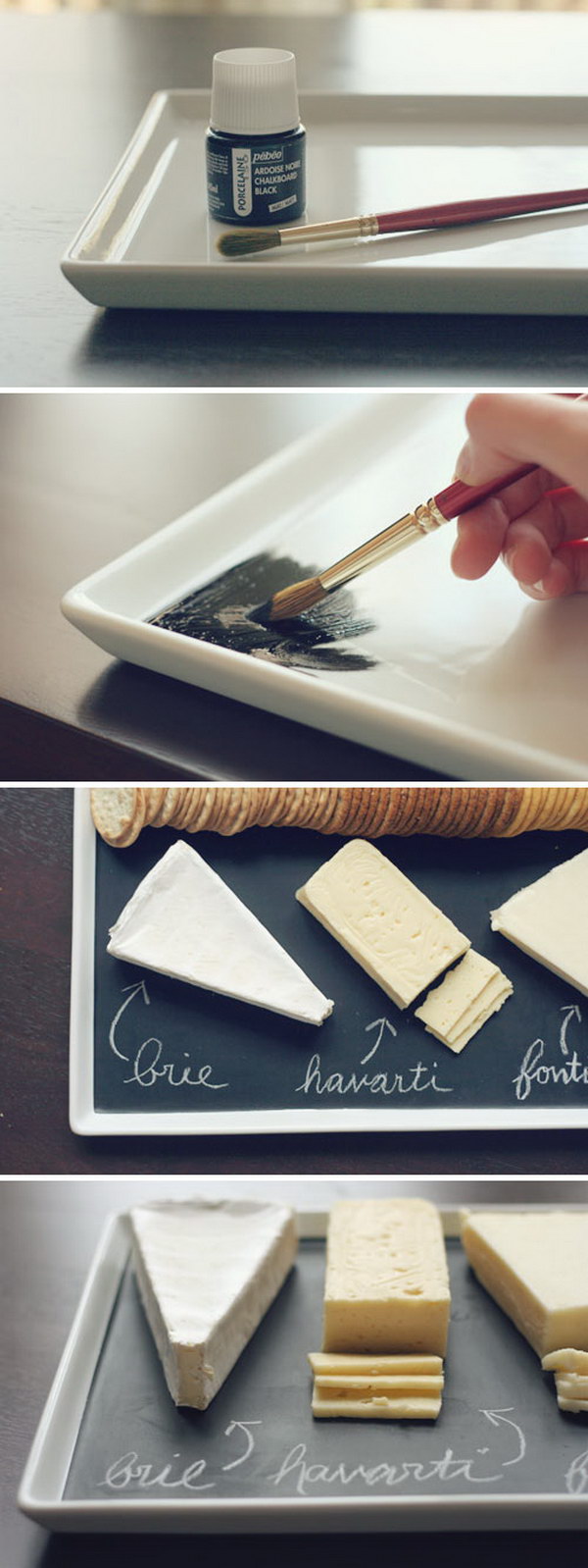 DIY Chalkboard Serving Platter. Paint a platter with chalkboard paint and write a cute holiday message to give as a gift to a hostess friend. 