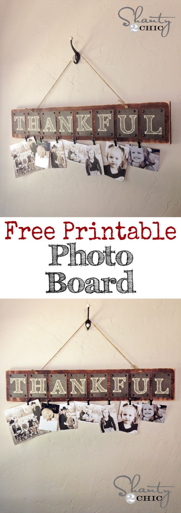 DIY Thankful Photo Board with Free Printables. 