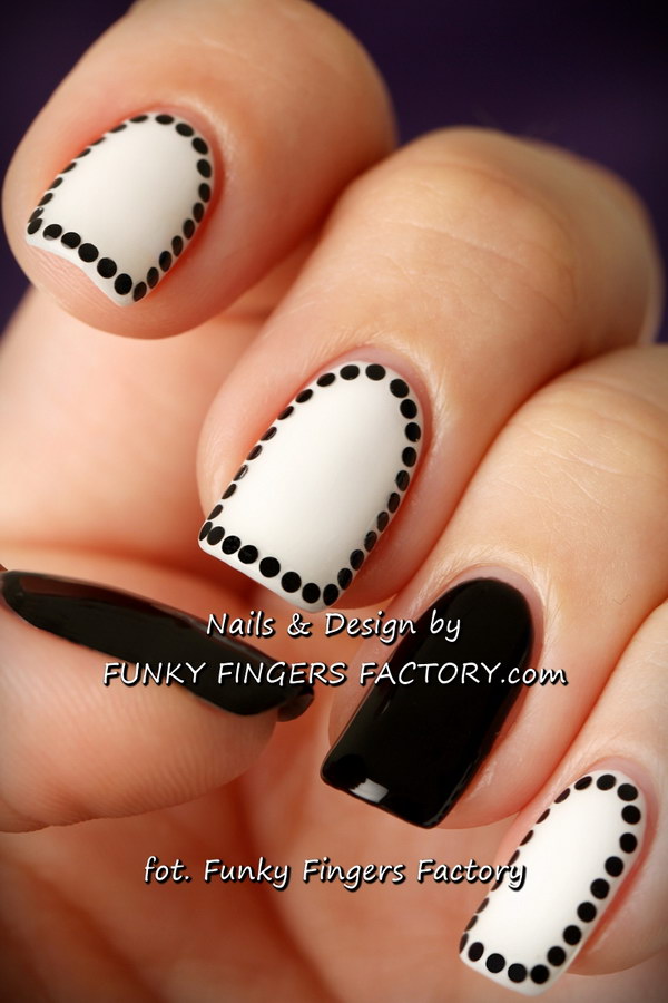 Black and White Shellac Elegant Nails 