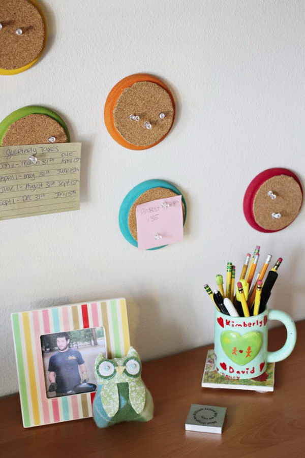Stay Organized with Little Circle Corkboards. 