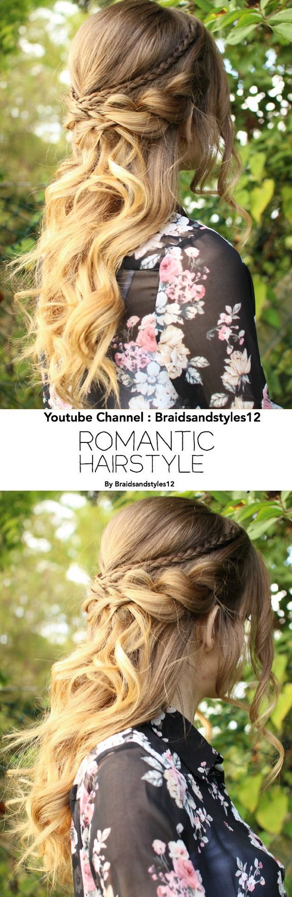 Beautiful, romantic half up half down hairstyle with Curls. 